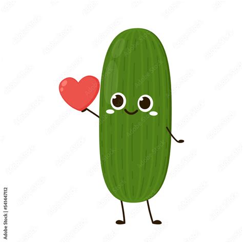 Green Cucumber Cartoon Over White Background. Vector Royalty Free ...