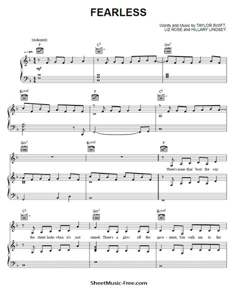 Fearless Sheet Music Taylor Swift - ♪ SHEETMUSIC-FREE.COM