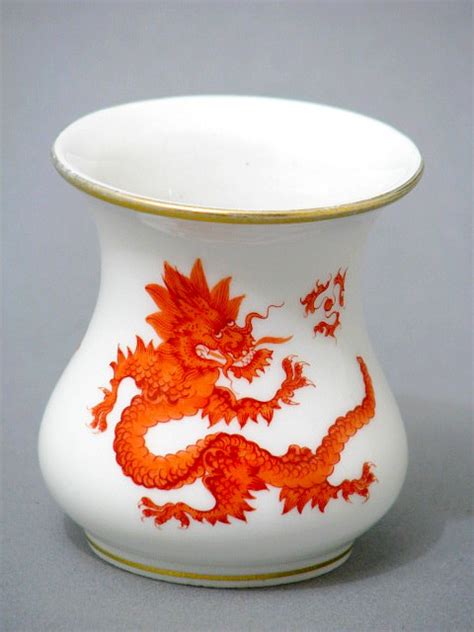 Meissen Vase Rote Ming Drache Mit Goldrand Um Ebay