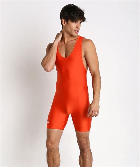 Adidas Solid Wrestling Singlet Orange aS101s - Free Shipping at LASC