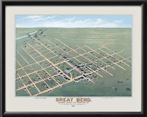 Great Bend KS 1878 Restored Map | Vintage City Maps