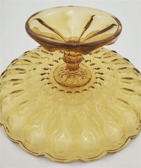 Vintage Anchor Hocking Fairfield 10 Amber Glass Pedestal Cake Plate Ebay