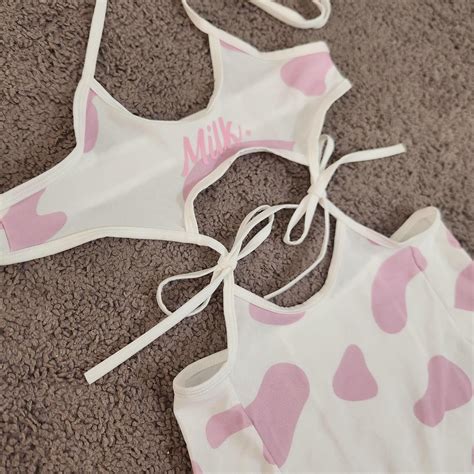 Moeflavor Pink Cow Print Lingerie I Only Ever Wore Depop