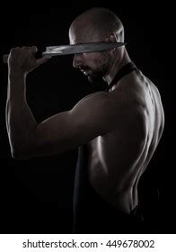 Naked Chef Holding Japanese Knife Stock Photo 449678002 Shutterstock