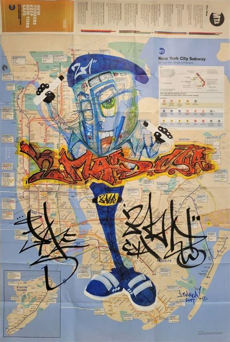 NYC Subway Map w/ Graffiti, "Graff is Art" Signed by Legendary Graffiti ...