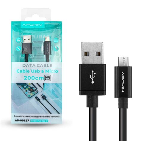 Comprar Cable De Datos Y Carga Apokin Usb A Micro Usb M Negro