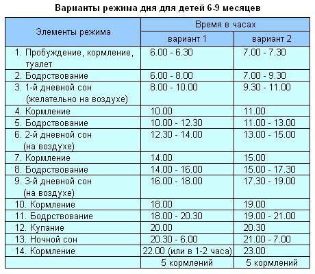 Режим дня ребенка в 9 месяцев - таблица по часам и советы родителям ...