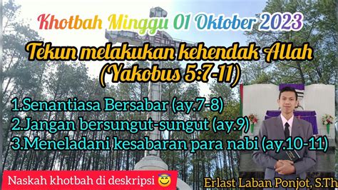 Khotbah Yakobus 5 7 11 Khotbah Minggu 01 Oktober 2023 Tekun