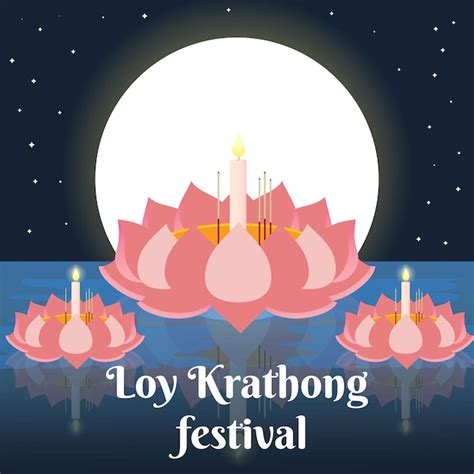 Premium Vector Flat Design Loy Krathong Festival Illustration