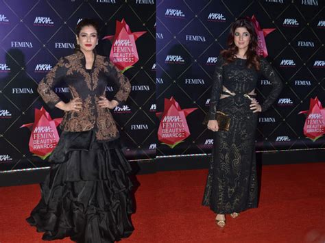 Twinkle Khanna And Raveena Tandon In Black Outfits At The Nykaa Femina Beauty Awards 2019