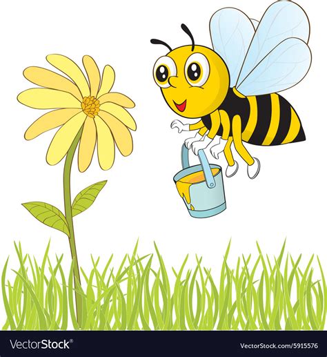 Bee and flower Royalty Free Vector Image - VectorStock