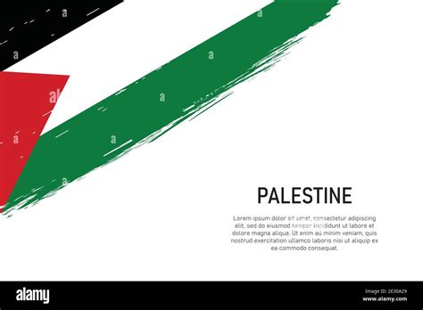 Grunge Styled Brush Stroke Background With Flag Of Palestine Template