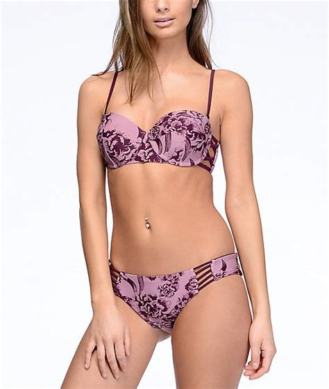 Damsel Dream Garden Mauve Burgundy Reversible Cheeky Bikini Bottom