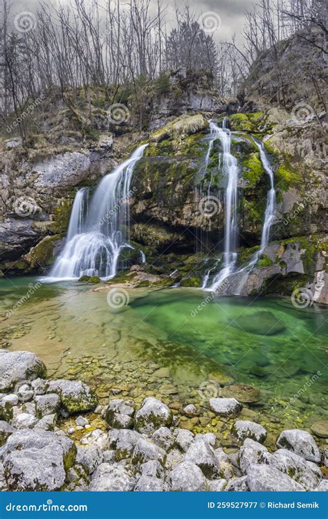 Waterfall Virje Slap Virje Triglavski National Park Slovenia Stock