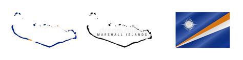 Marshall Islands Detaillierte Flaggenkarte Detailliertes Silhouette