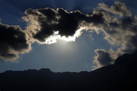 Premium Photo | Blue sky with clouds and mountains peak