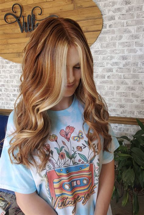 Copper Red With Blonde Money Piece Highlights Artofit