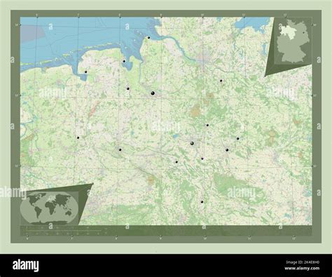 Niedersachsen, state of Germany. Open Street Map. Locations of major ...