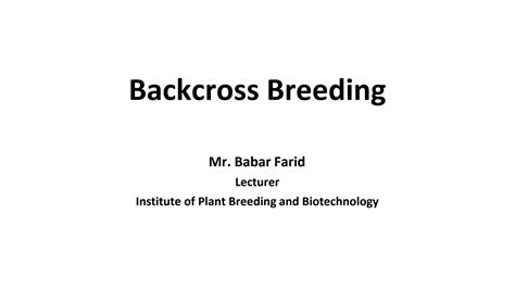 Solution Backcross Breeding For Dominant And Recessive Gene Studypool