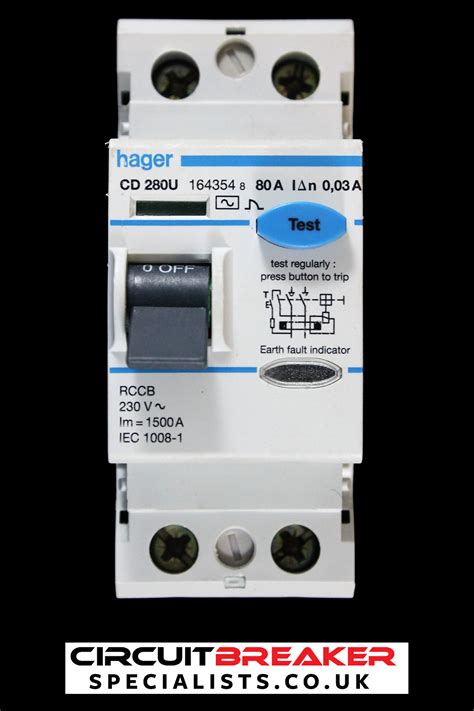 Hager Ma Double Pole Rccb Rcd Type Ac Cd U Used