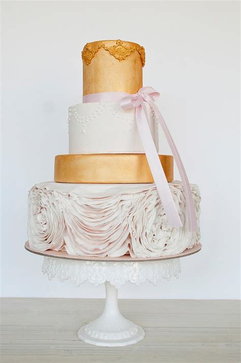 Gold And Ruffles Wedding Cake Decorated Cake By Be Cakesdecor