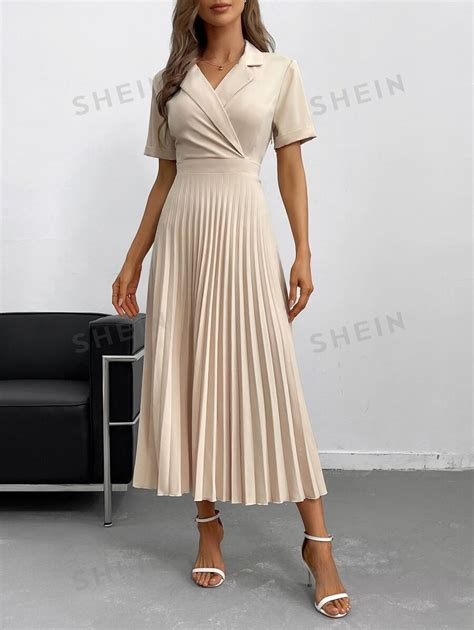 Shein Priv S Lido Bainha Pregueada Vestido Vestu Rio De Trabalho