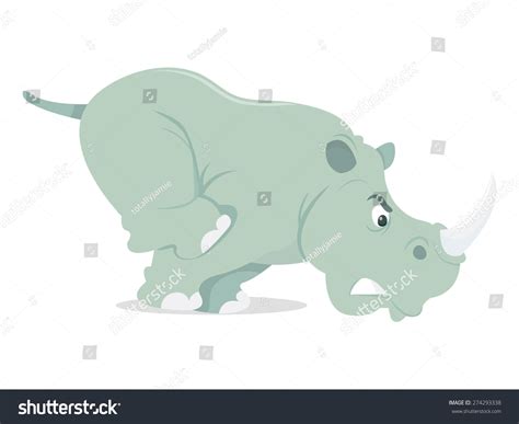 Cartoon Vector Illustration Charging Rhino Stock Vector Royalty Free