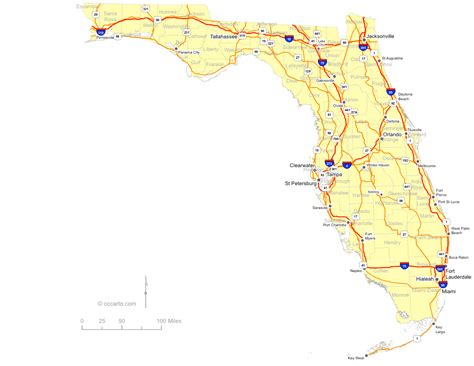 Map Of Florida Roadways - Wilie Julianna