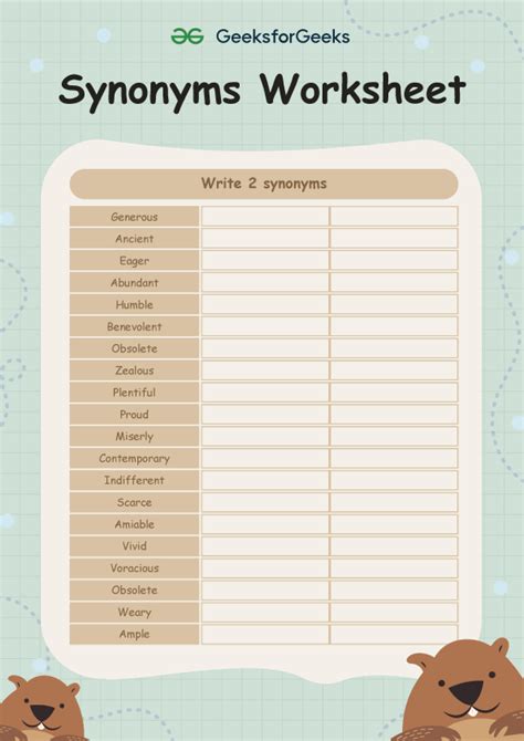 Free Synonyms Worksheet Download Free Synonyms Worksheet Png Images Free Worksheets On Clipart