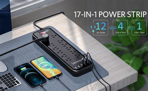 Power Strip Lencent Surge Protector With Outlets Usb Ports