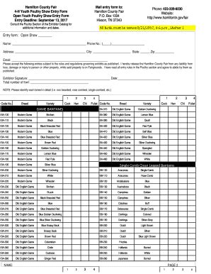 Fillable Online Poultry Entry Form Here Fax Email Print PdfFiller