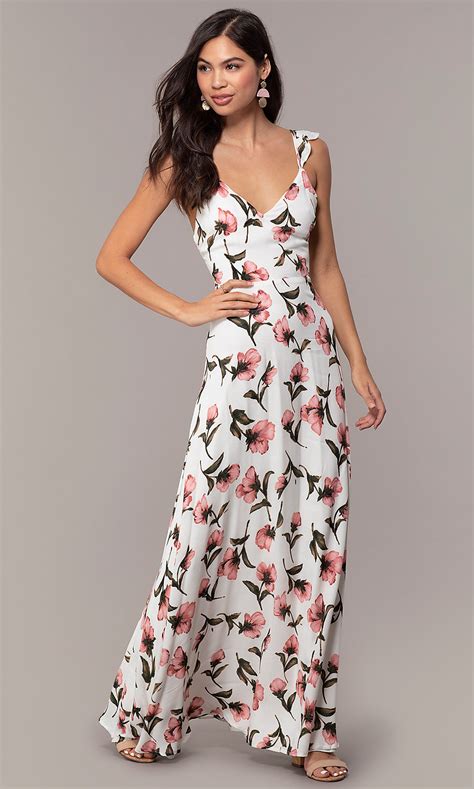 Long Maxi Floral Print V Neck Wedding Guest Dress Wedding Guest Dress