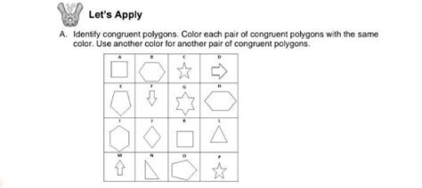 A Identify Congruent Polygons Color Each Pair Of Congruent Polygons With The Same Color Use