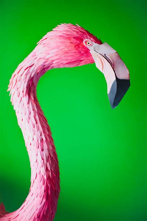 Flamingo Escultura de ave Arte de aves Pájaros de papel