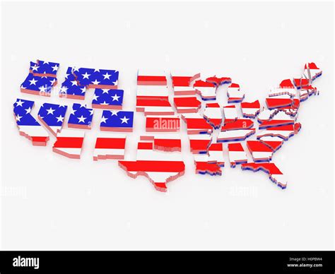 High resolution image map USA. 3d illustration over white backgrounds ...