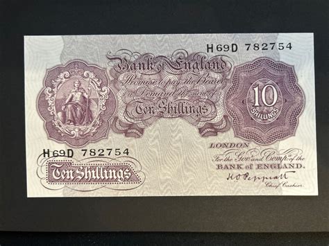 Bank Of England 10 Shillings Note 1940 Peppiatt Wwii B251 H69d 782754