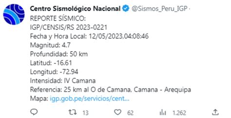 Temblor en Arequipa HOY 12 de mayo de 2023 dónde fue el epicentro del