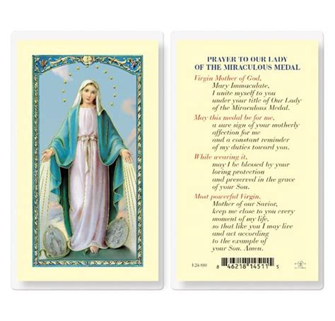 Prayer To Our Lady Of The Miraculous Medal Laminated Holy Cards 25 Count Value Pack 59065