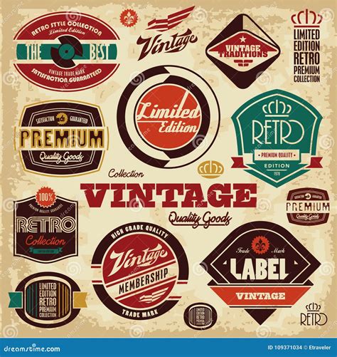 Vintage Labels Collection Retro Design Stock Vector Illustration Of