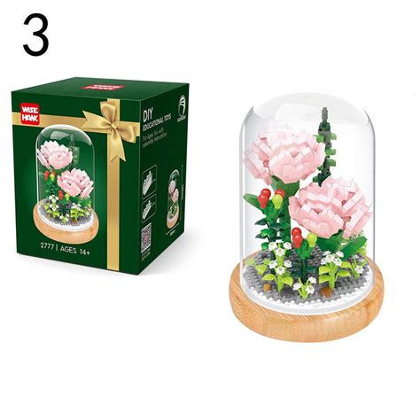 Creative Eternal Net Red Three Dimensional Building Blocks Flower