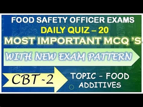 Food Additives Daily Quiz 20 Fssai CBT 2 Most Important Mcq S