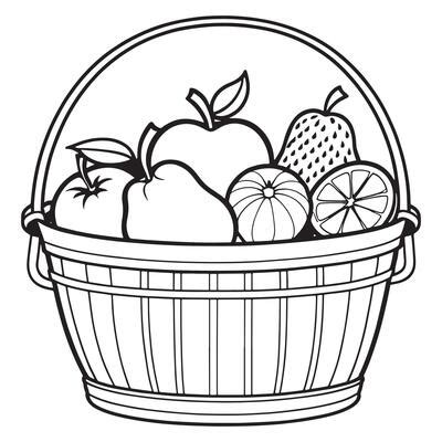 Fruit Basket Outline Vector Art, Icons, and Graphics for Free Download