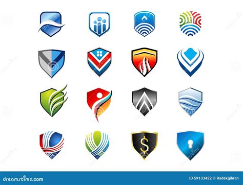 Shield Logo Emblem Protection Safety Security Collection Set Of Shield Symbol Icon Vector