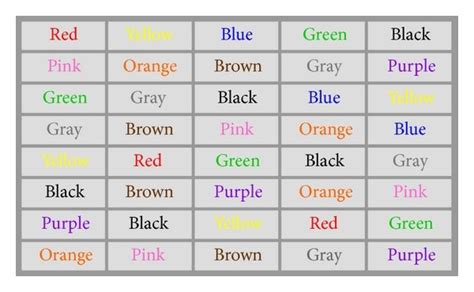 Printable Stroop Test Printable Word Searches