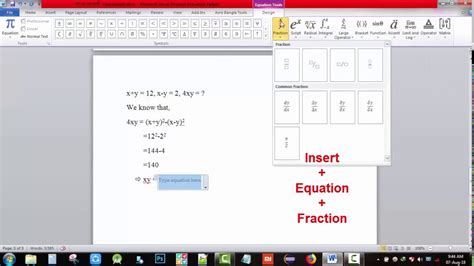 How To Write Fractions In Word