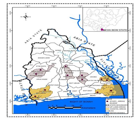 Map of Akwa Ibom state showing study areas | Download Scientific Diagram