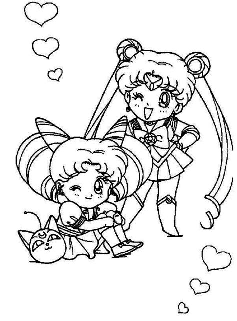 Sailor Moon And Sailor Chibi Moon Coloring Page Color Luna