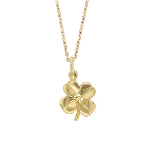 18ct Yellow Gold 4 Leaf Clover Pendant Faller