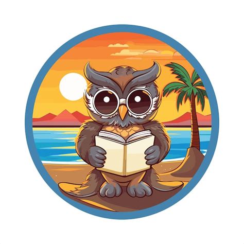 Premium Vector Owl Cute Funny Cartoon Kawaii Watercolor Book Beach