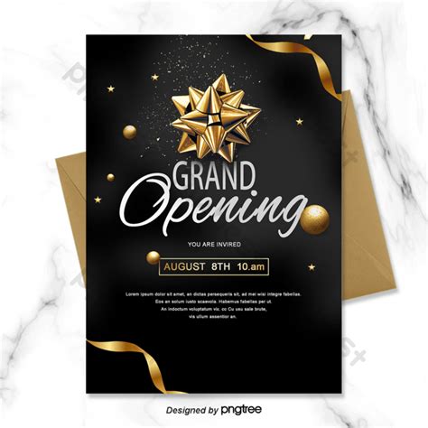 Grand Opening Poster Black Gold Invitation Template Psd Free Download